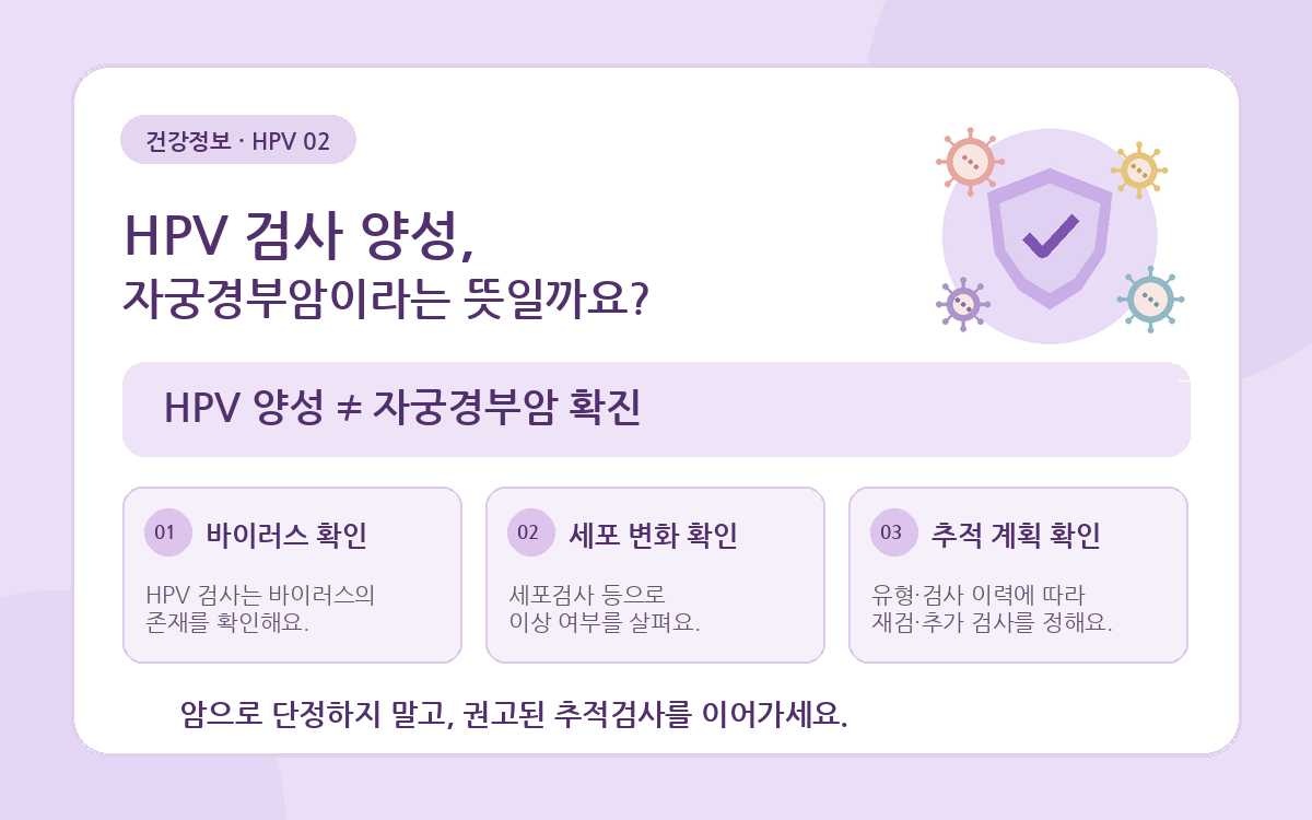 HPV 검사에서 양성이 나오면, 자궁경부암이라는 뜻인가요?